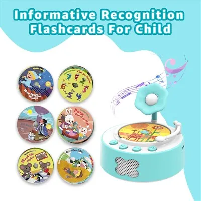 Round Phonograph Card Player: Interactive Educational Toy With Night Light & Portable Design